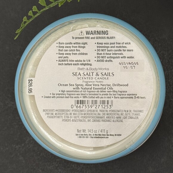 BBW Sea Salt & Sails Bath & Body Works 3 Wick Candle - Picture 10 of 10